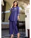 Pure Dobby Cotton Embroidered Co-ord Set With Lining in Purple