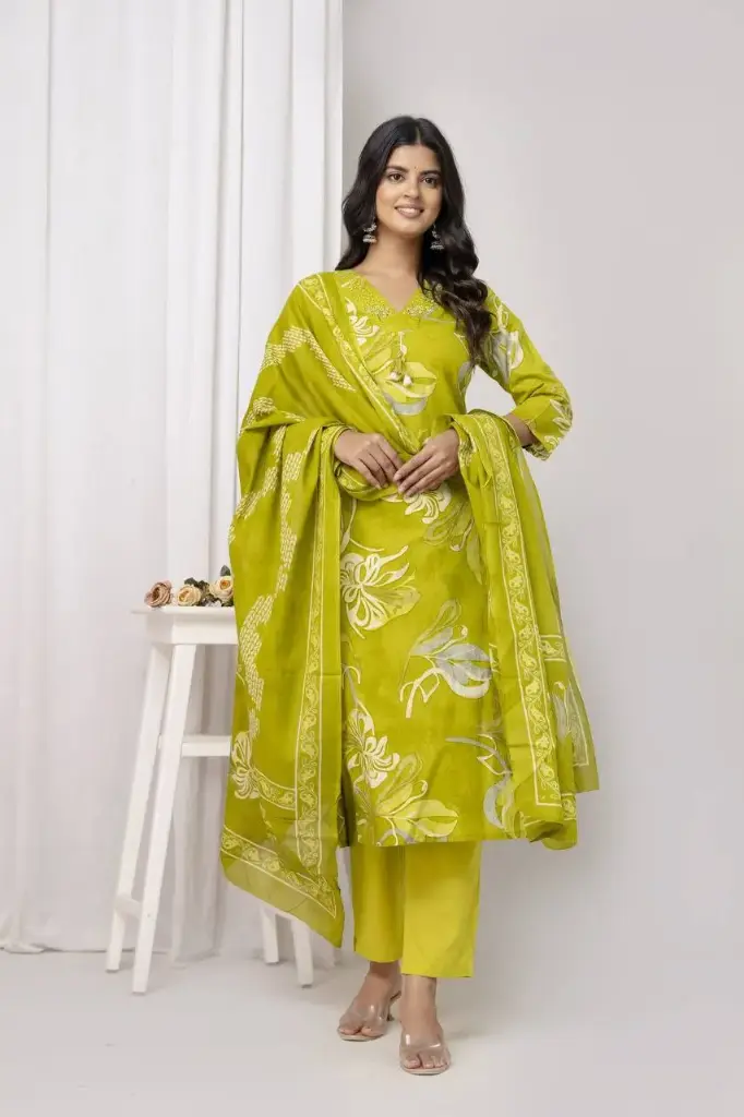 Kritika Beaded Blossom Cotton 3pcs Suit