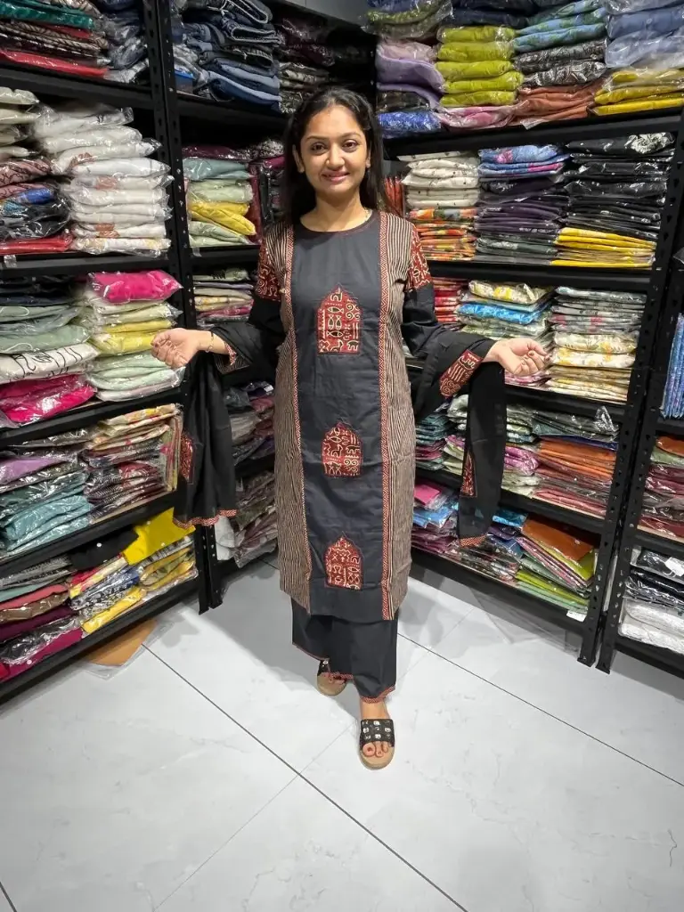 Kavya Heritage Katha Appliqué Cotton 3pcs Set