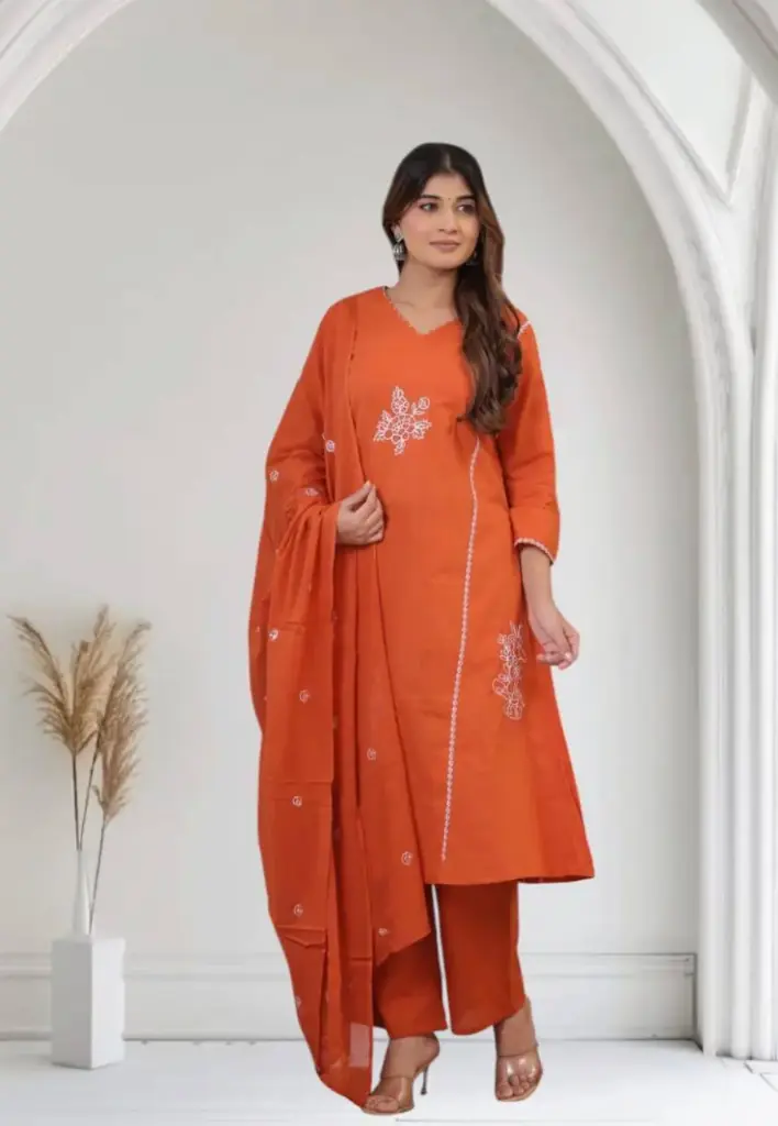 Orange Classic Charm Mul cotton Suit