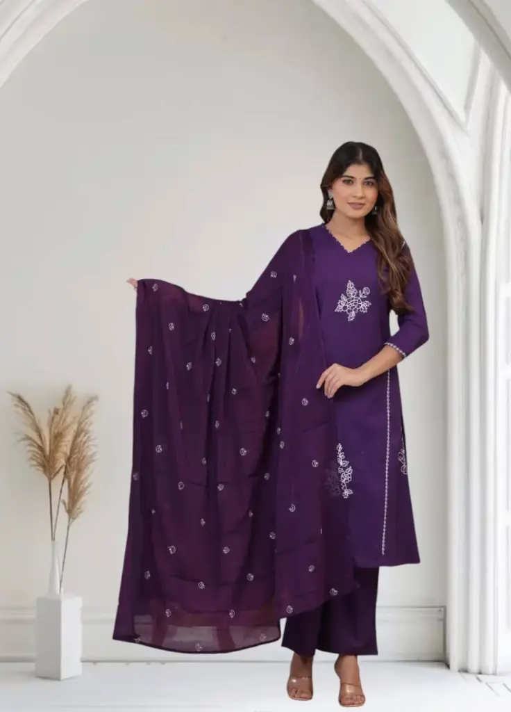 Violet Classic Charm Mul cotton Suit