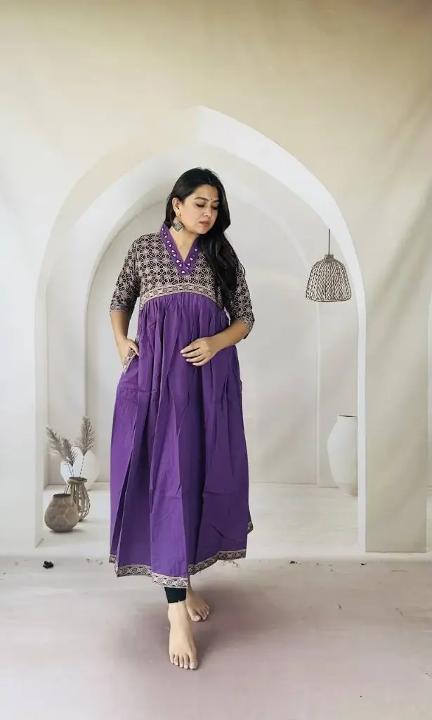 Ilaara Purple Heritage Mirror Work Dress