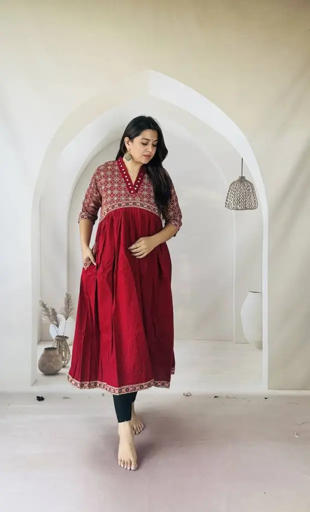 Kavya Maroon Magic Mirror Kurti Dress