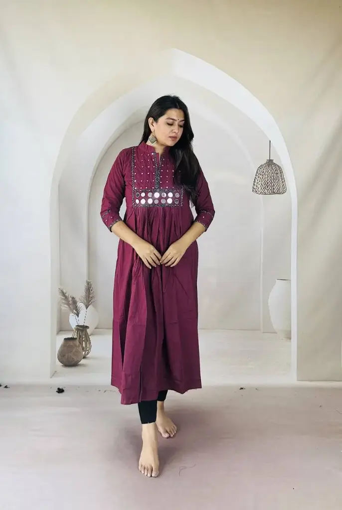 Amaira Regal Mirror Work Cotton Dress
