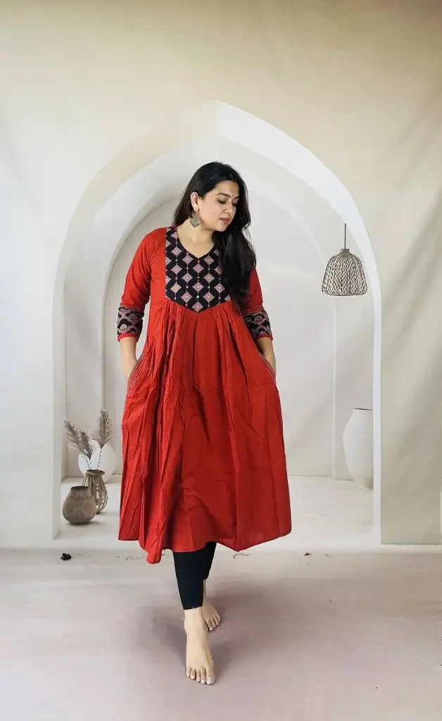 Kavya Rust Radiance Mirror Dress