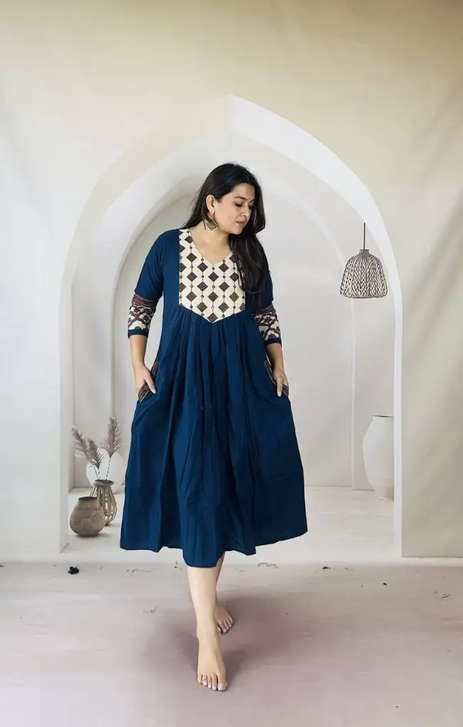 Tara Blue Grace Mirror Yoke Dress