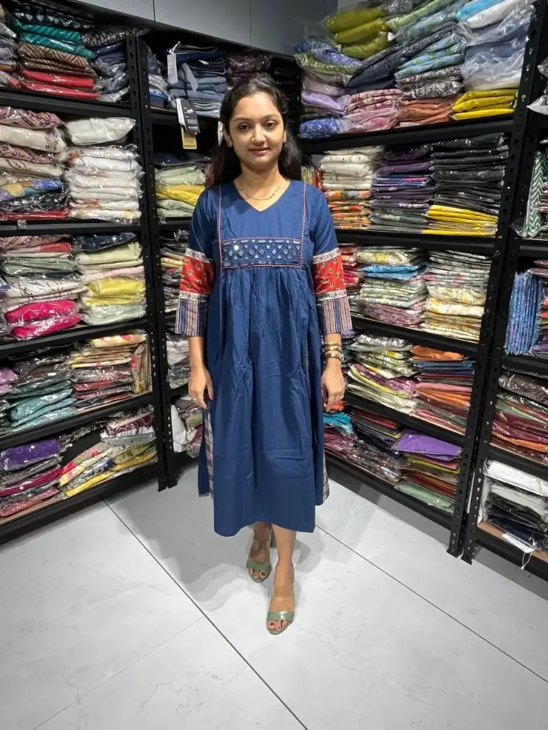 Tara Blue Bloom Printed Mirror Dress