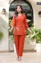 Rust Elegance Pure Cotton Embroideried Co-Ord Set