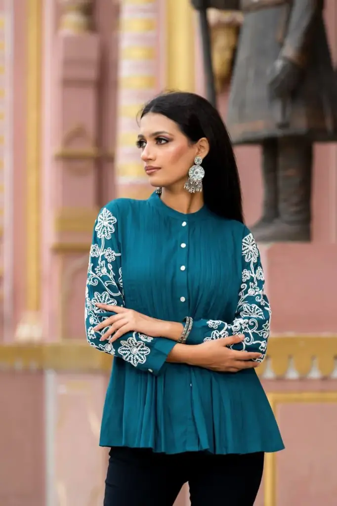 Rama casual puff sleeves solid women top