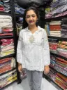 White Premium Cotton Embroidered Top for Women