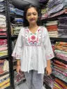 White Premium Cotton Embroidered Casual Ethnic Tunic