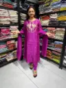 Magenta Mull Chanderi Handwork 3-Piece Suit Set with Dupatta