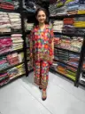 Vibrant Multicolor Geometric Printed Gaji Silk Co-ord Set for Women