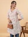 White Cotton Floral A-Line Tunic