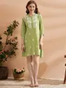 Lime Green Embroidered Rayon Cotton Tunic Top