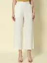 Off White Cotton khadi Flared Pants