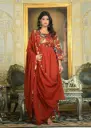 Rust Mull Cotton 3-Piece Suit Set with Print, Real Mirror & Handwork