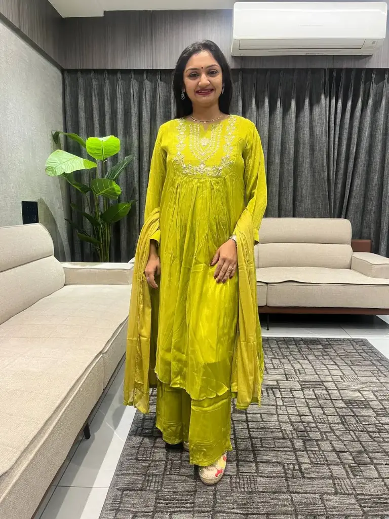 Royal Mustard Amira Chinon Handwork Sharara Set