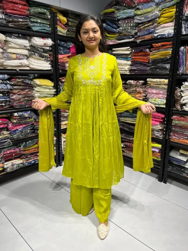 Royal Mustard Amira Chinon Handwork Sharara Set