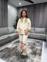 Ivory Bloom Premium Cotton Embroidered Crochet Lace Co-ord Set