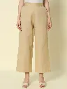 Beige Cotton khadi Flared Pants