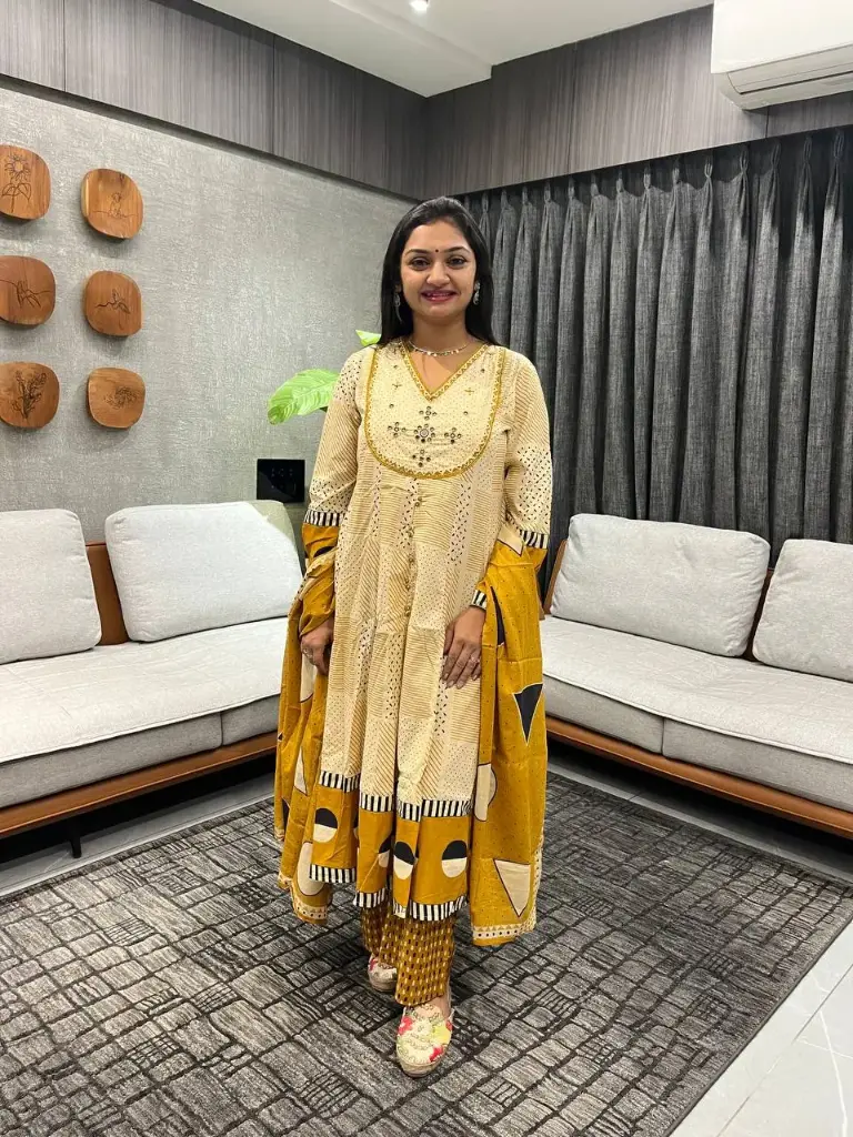 Yellow Irah Mirror Embellished Cotton Suit Set