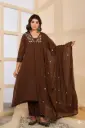 Amaira Mocha Mirror Work Cotton Set