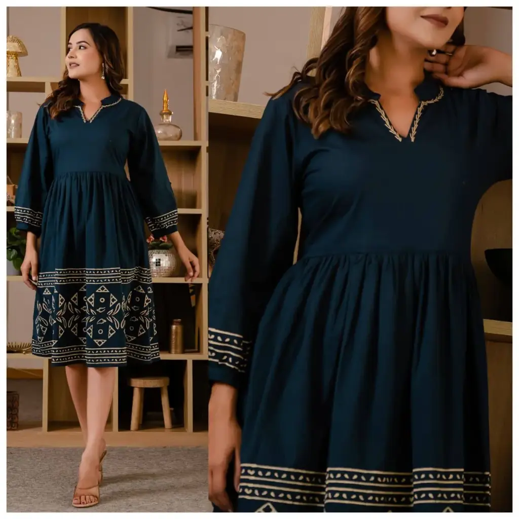 Nysa Indigo Charm Cotton Dress