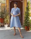 NOVA SKY BLUE EMBROIDERED DRESS