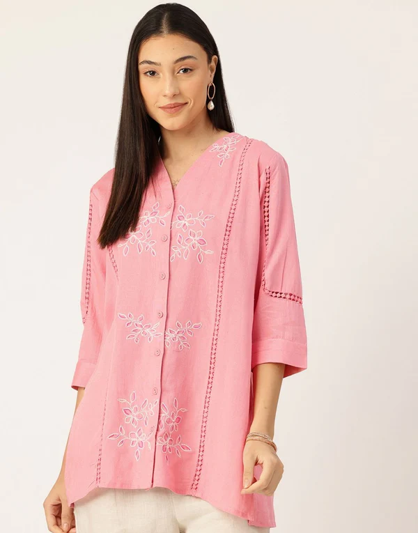 AYRA PINK EMBROIDERED TOP