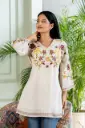 Inaaya Spring Petals Embroidered  Cotton Tunic