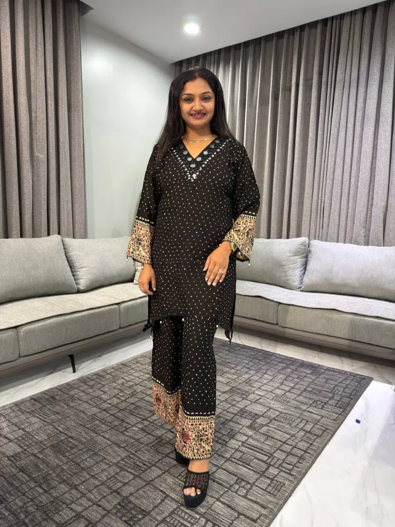 Noir Mirror Glow Viscose Co-ord Set