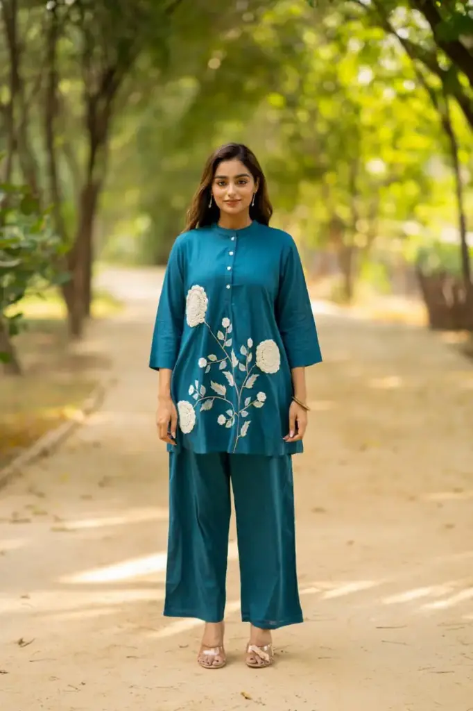 Teal Dream Crochet Blossom Co-ord Set