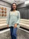 Pastel Mint Embroidered Premium Cotton Top