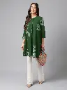Green Pure Cotton Floral Printed Flared Tunic