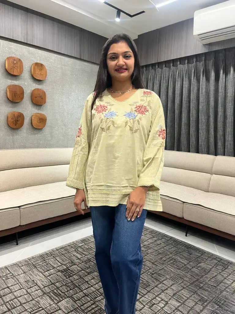 Blooming Pastel Embroidery Short Top