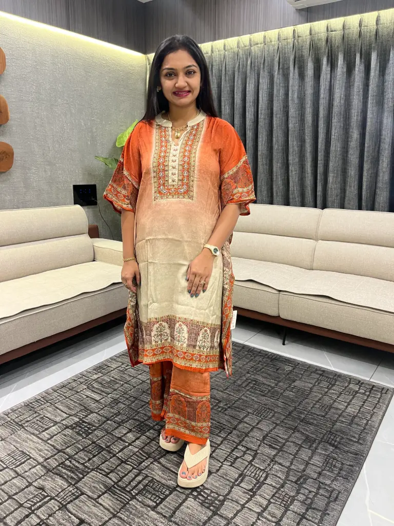 Amber Glow Gaji Silk Kaftan Cordset