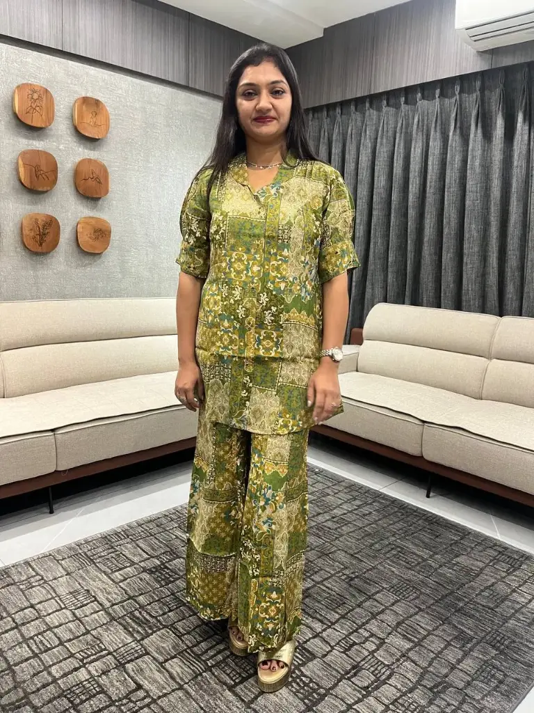 Olive Royal Gaji Silk Collar Co-ord