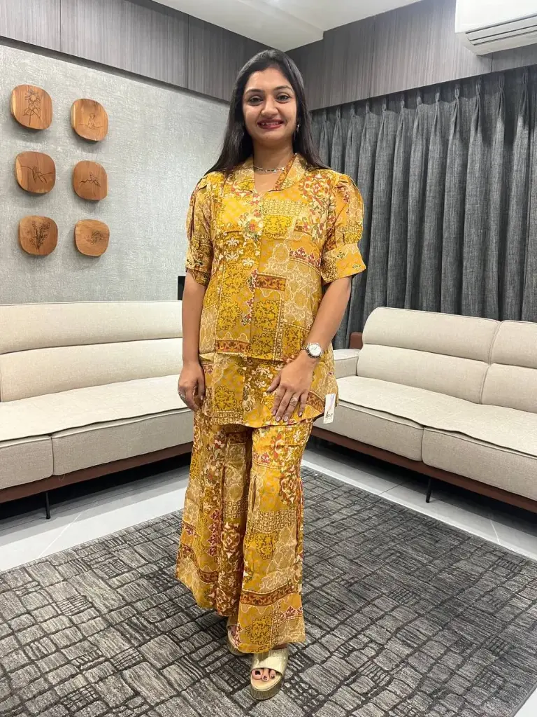 Mustard Royal Gaji Silk Collar Co-ord