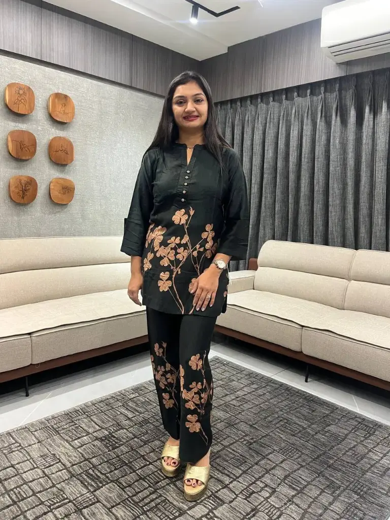 Midnight Bloom Pure Gajji Silk Co-ord