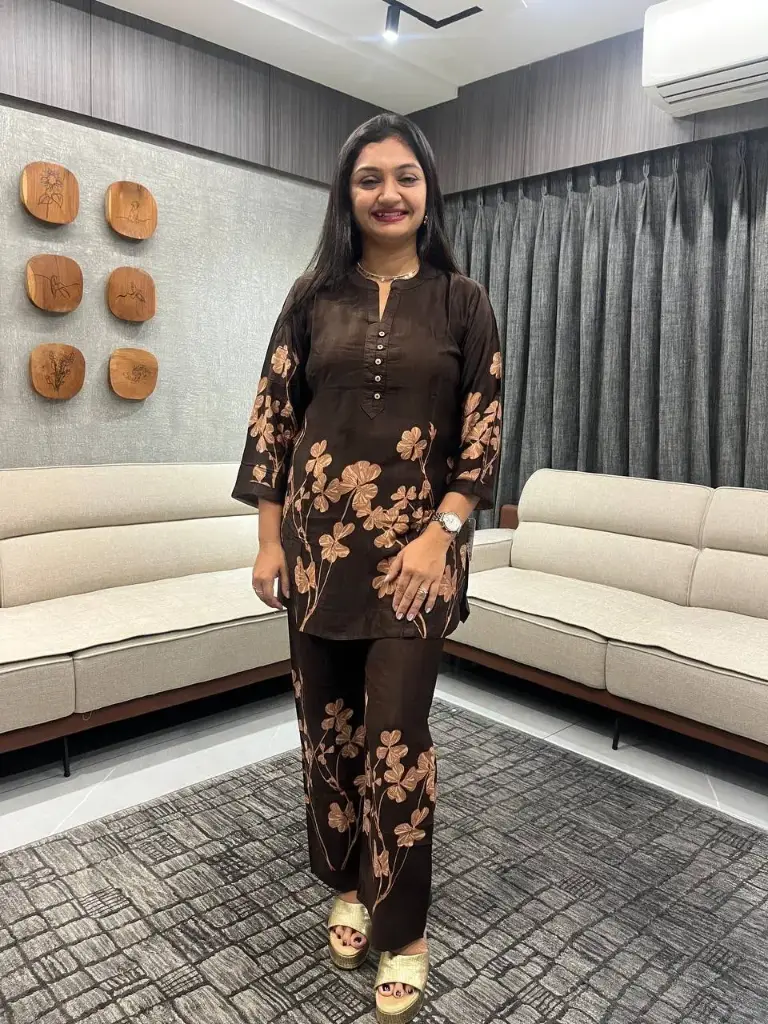 Cocoa Bloom Gaji Silk Co-ord Set