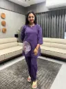 Purple Bloom Embroidered Co-Ord Set