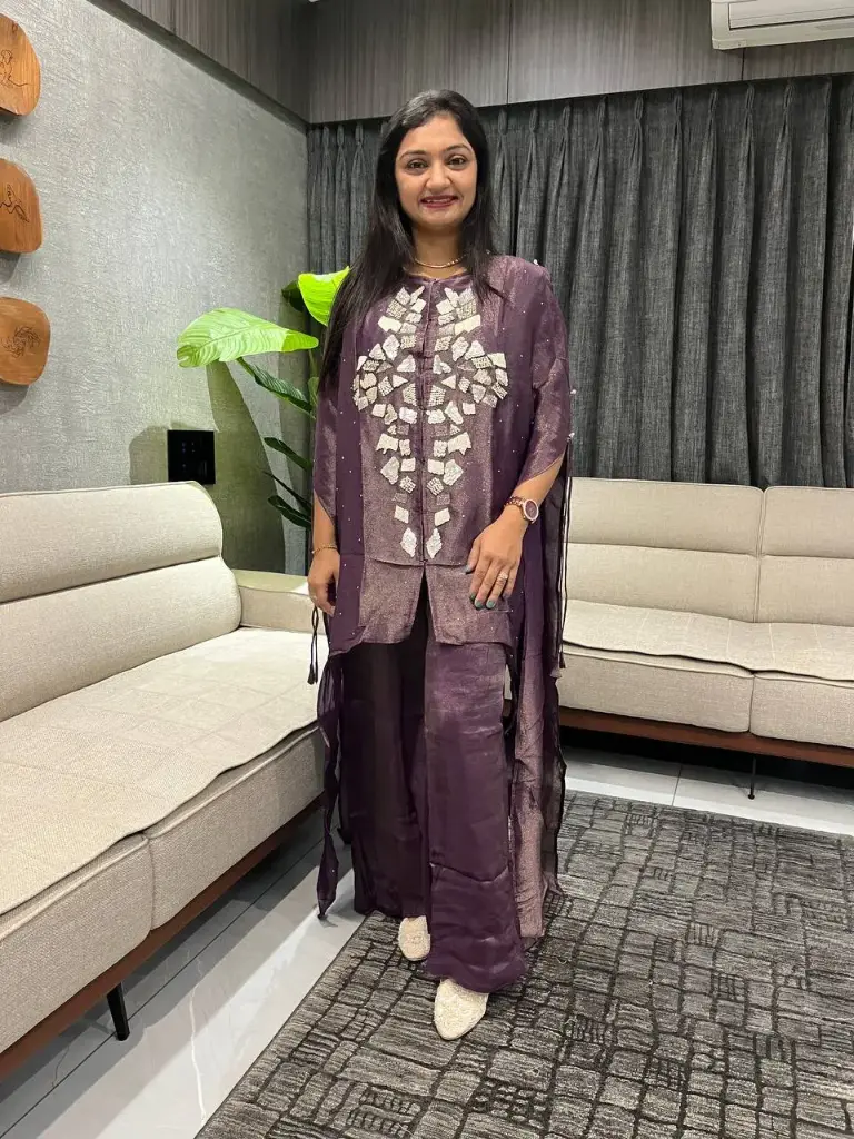 Royal Mauve Kaftan–Sharara Indo Western Set