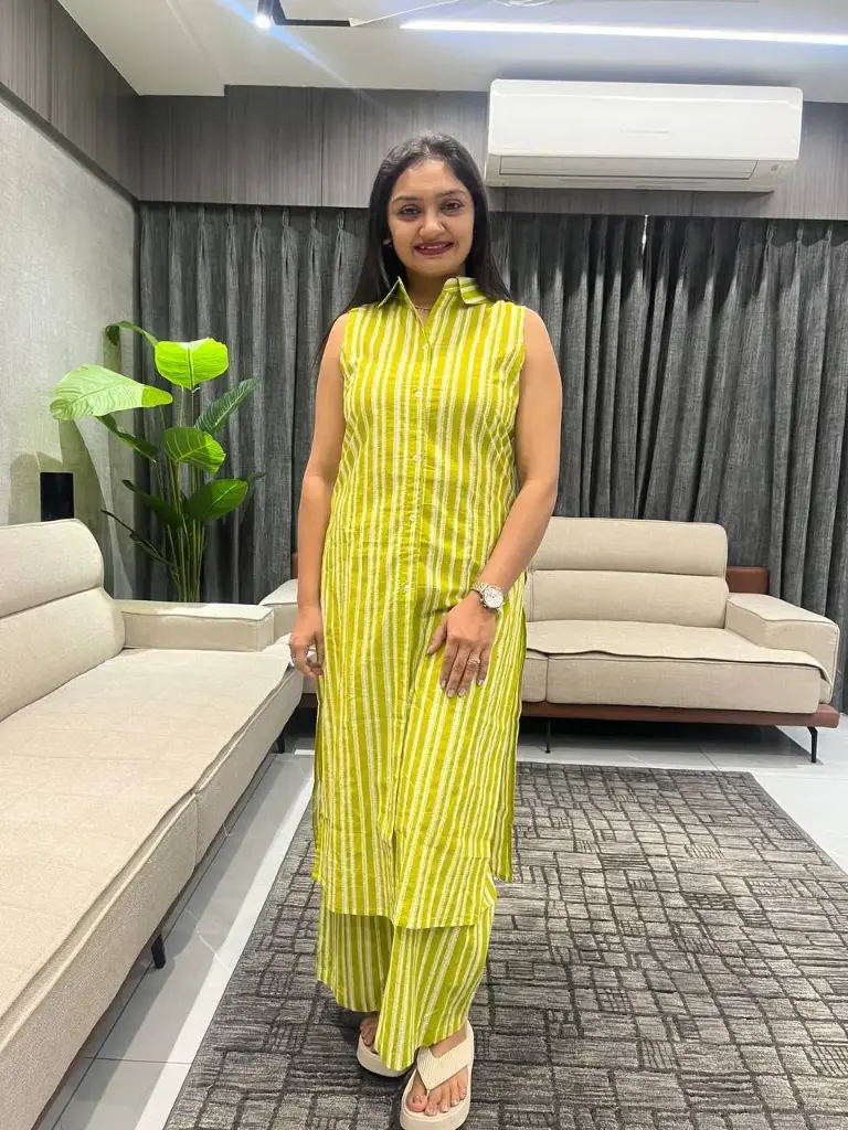 Yellow Cotton Straight-cut Kurta Set