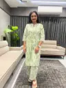 Green Cotton Straight Kurta Set