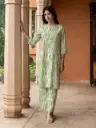 Green Cotton Straight Kurta Set