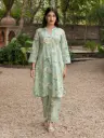 Pista green Cotton Printed Co-ord Set