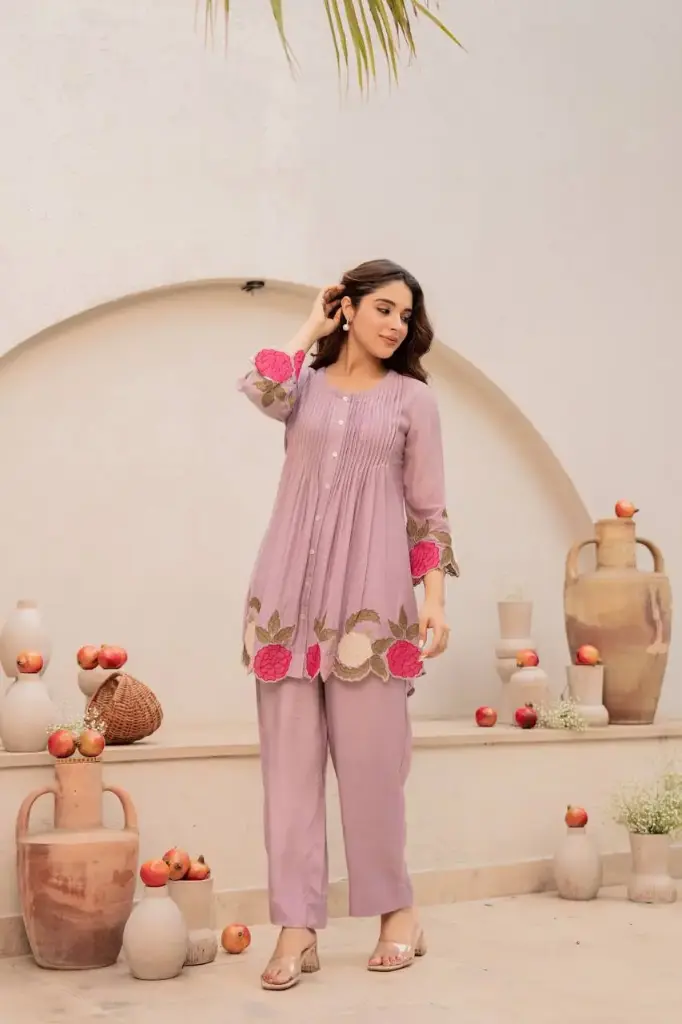 Blush Bloom Chanderi Co-Ord Set