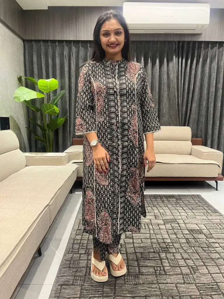Midnight Paisley Cotton Kurta Set