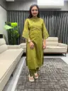 Olive Bloom Embroidered Cotton Kurta Set